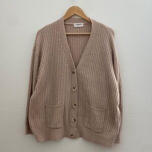 Carly Jean Los Angeles Beige Ribbed Cardigan